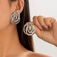 Thumbnail for Trendy Textured Hollow Spiral Pattern Stud Earrings