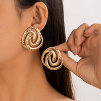 Thumbnail for Trendy Textured Hollow Spiral Pattern Stud Earrings