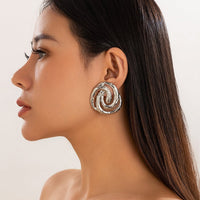 Thumbnail for Trendy Textured Hollow Spiral Pattern Stud Earrings