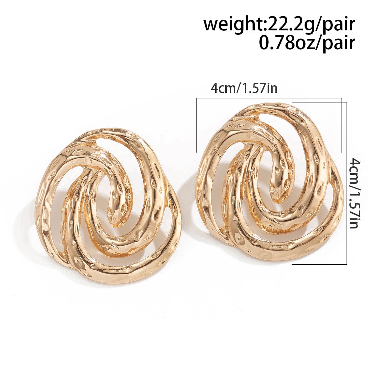 Trendy Textured Hollow Spiral Pattern Stud Earrings