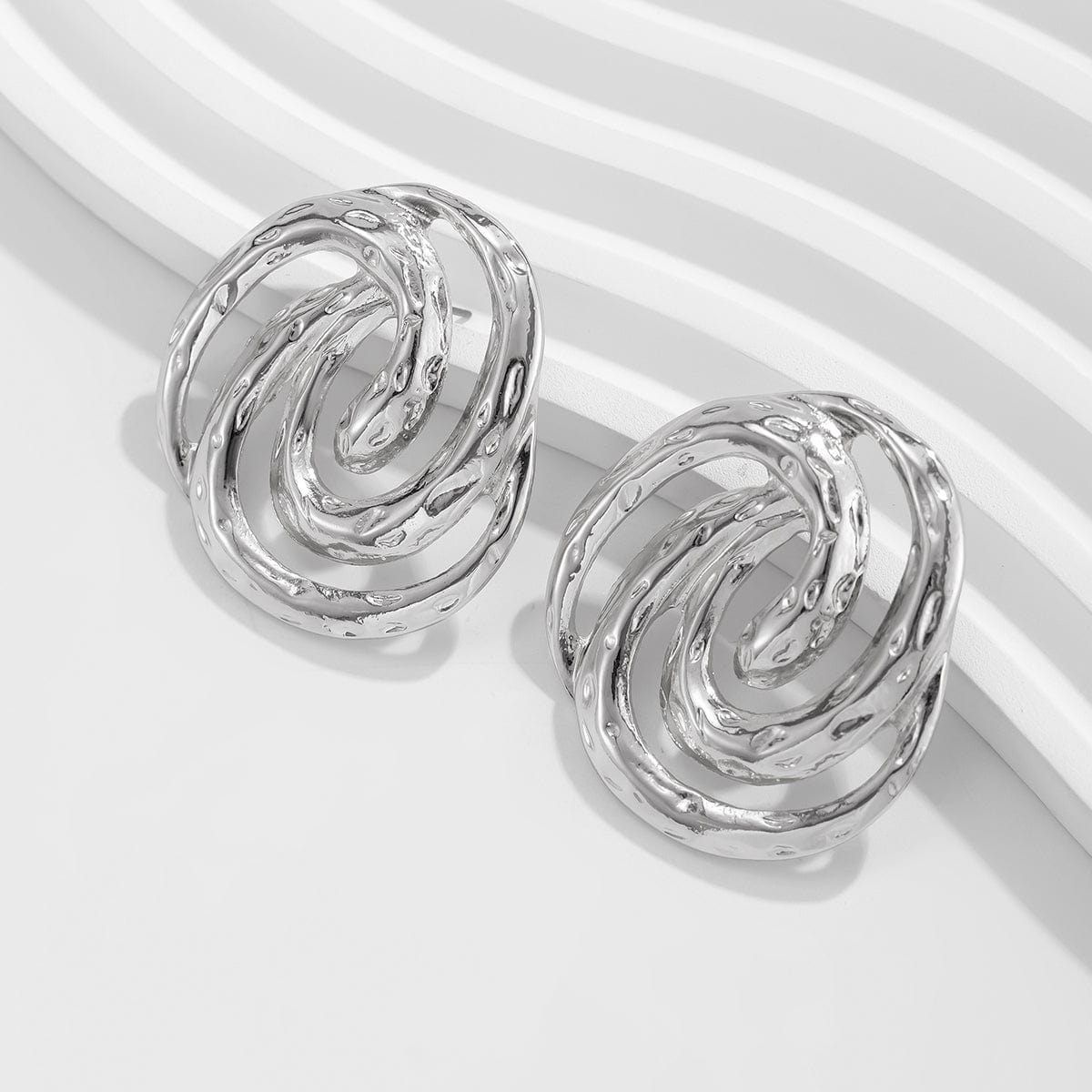 Trendy Textured Hollow Spiral Pattern Stud Earrings