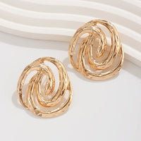 Thumbnail for Trendy Textured Hollow Spiral Pattern Stud Earrings