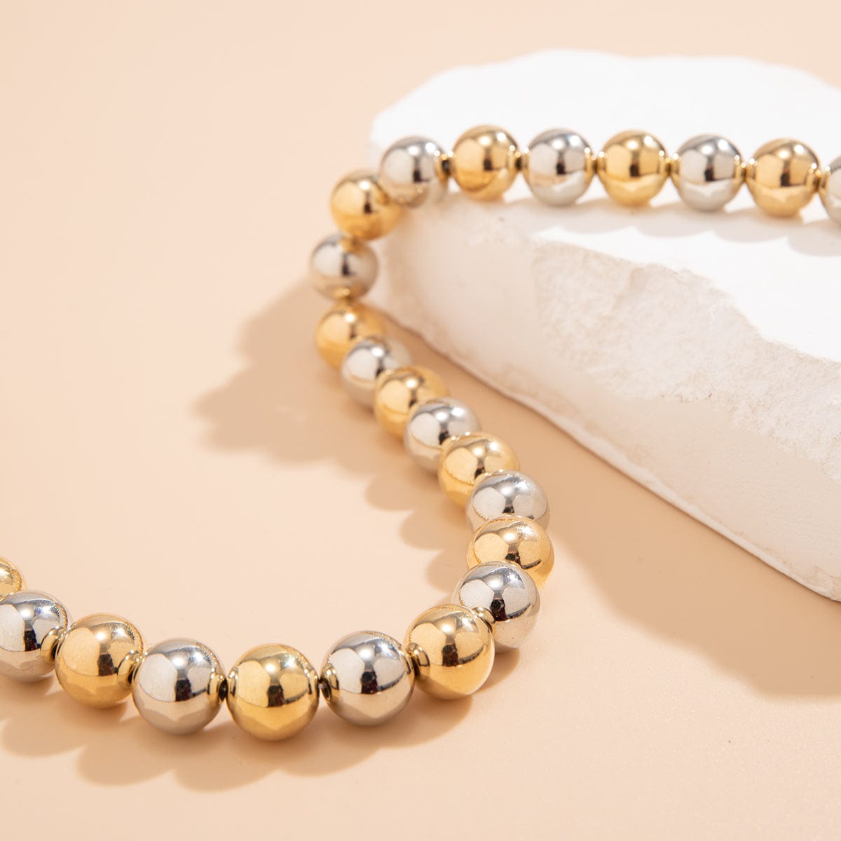 Trendy Two Tone Ball Chain Choker Necklace - ArtGalleryZen