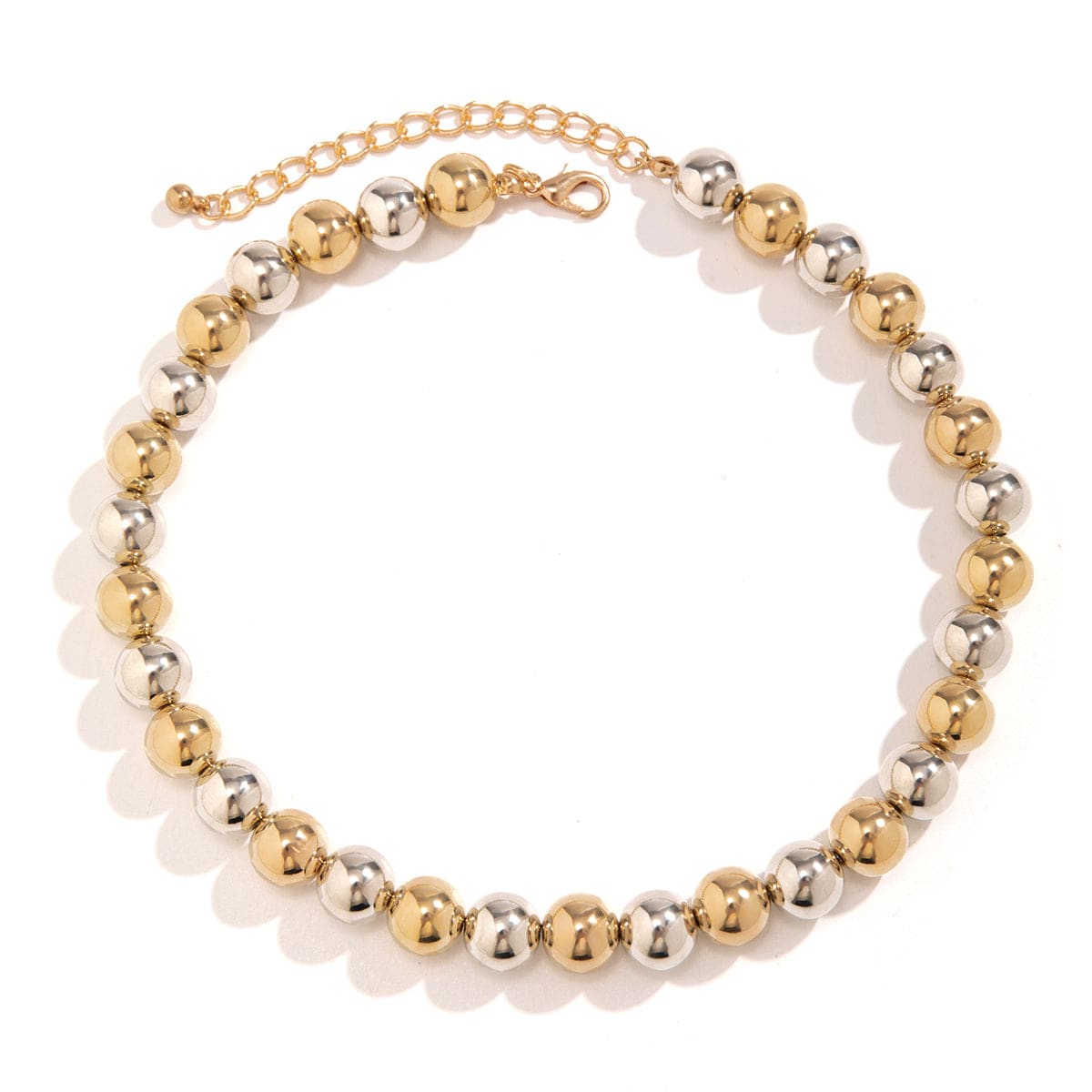 Trendy Two Tone Ball Chain Choker Necklace - ArtGalleryZen