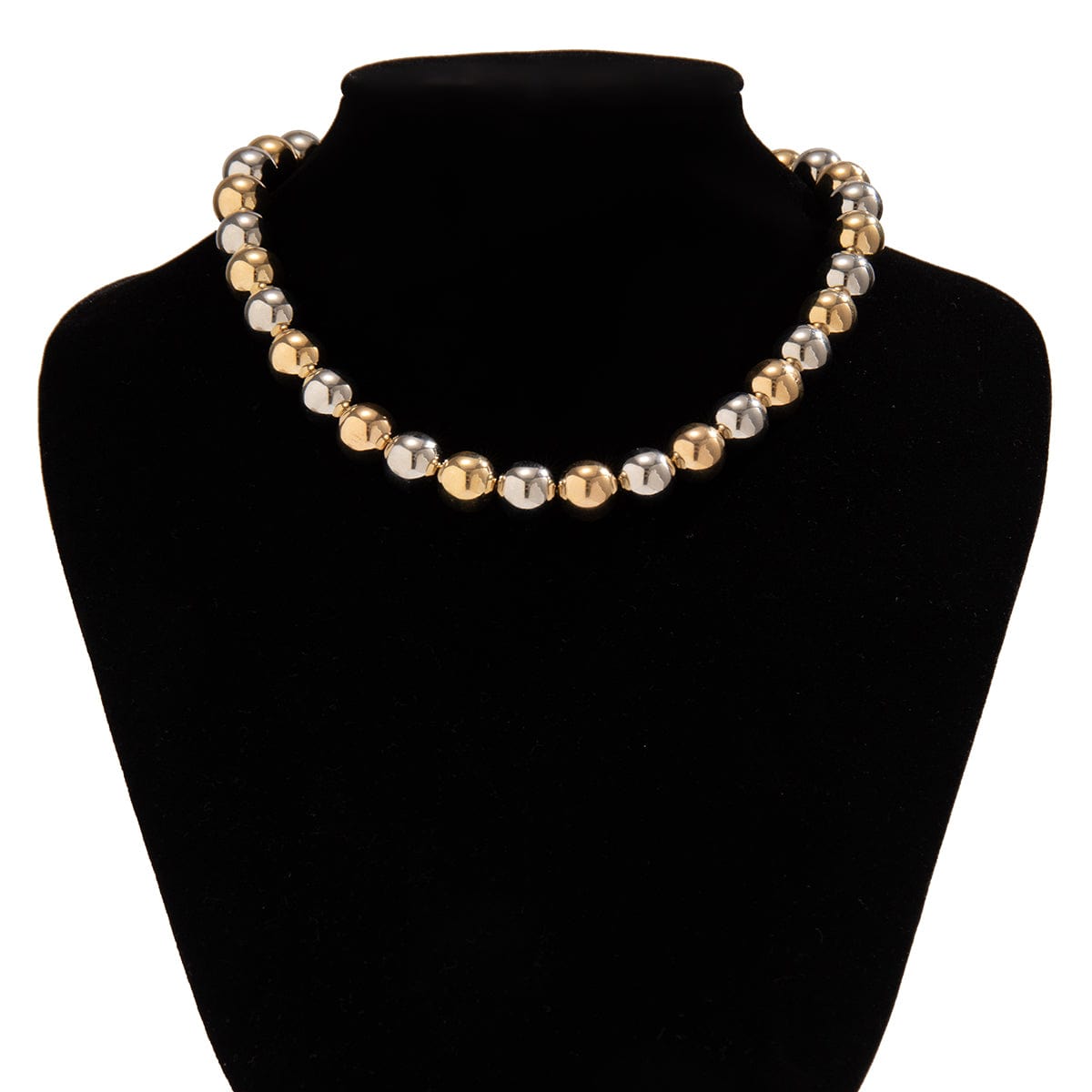 Trendy Two Tone Ball Chain Choker Necklace - ArtGalleryZen