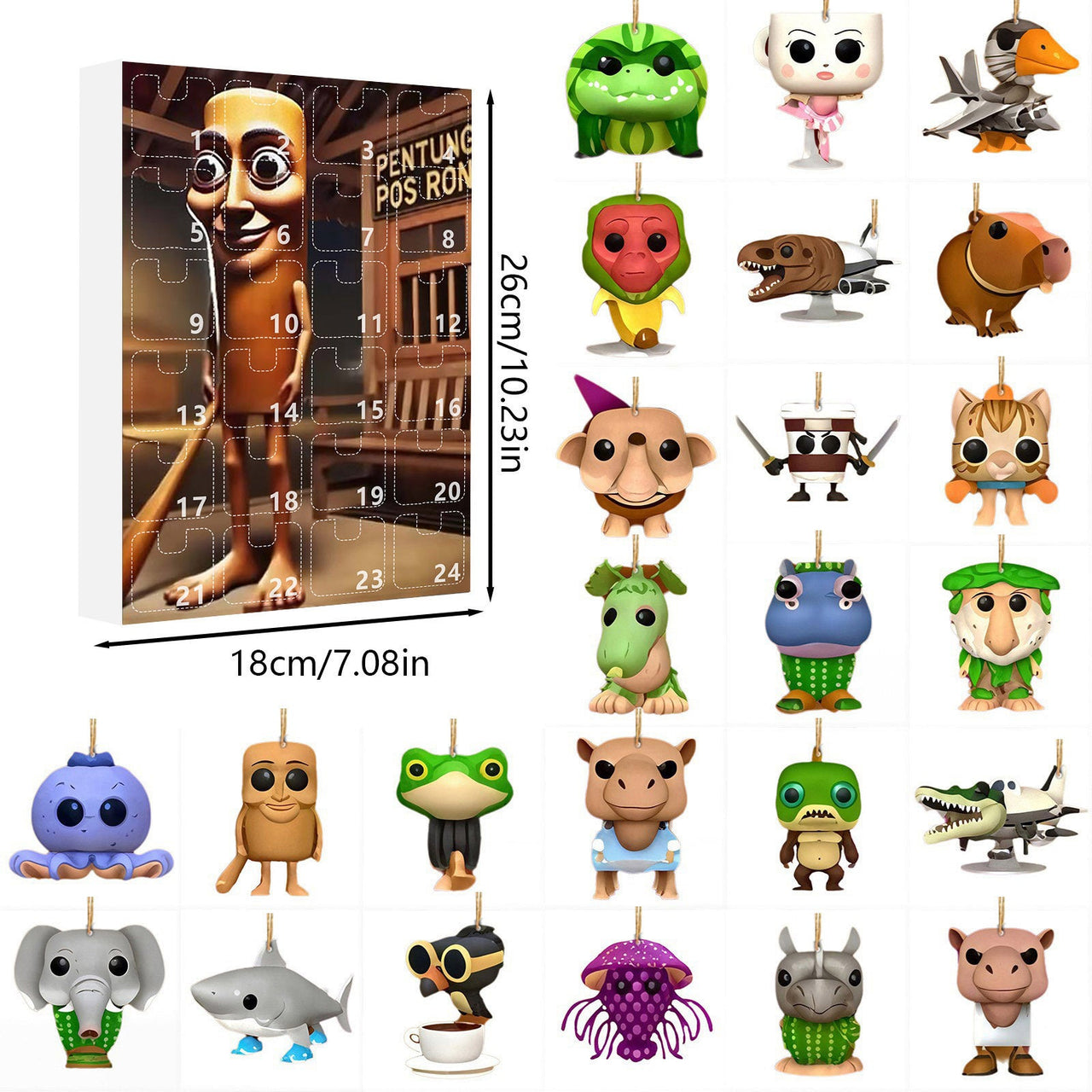 Tung Tung Tung Sahur Italian Brainrot Advent Countdown Calendar With 24pcs Keychain - ArtGalleryZen