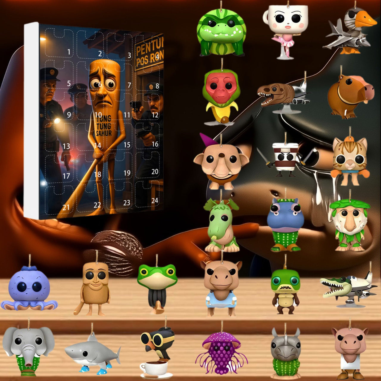 Tung Tung Tung Sahur Italian Brainrot Advent Countdown Calendar With 24pcs Keychain - ArtGalleryZen