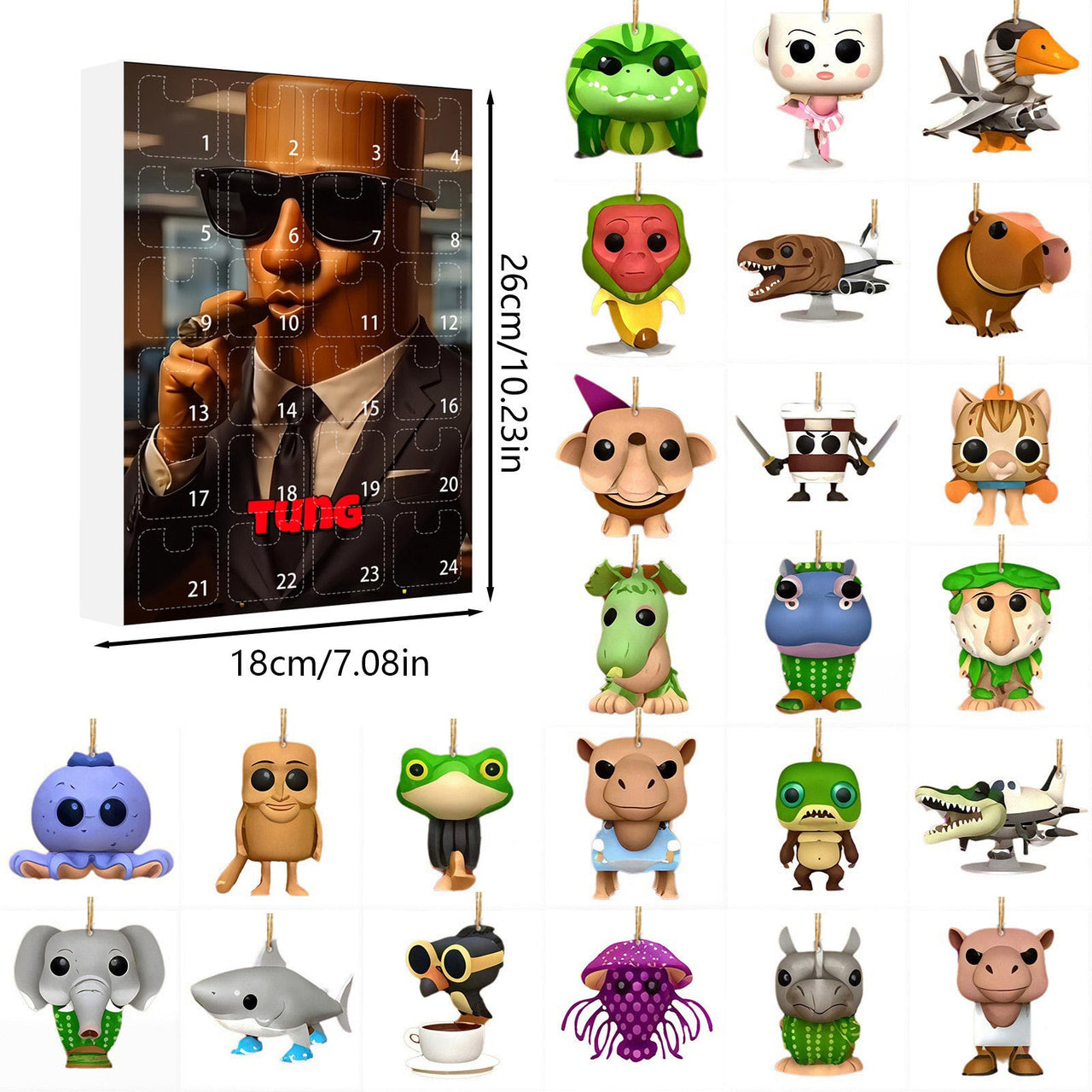 Tung Tung Tung Sahur Italian Brainrot Advent Countdown Calendar With 24pcs Keychain - ArtGalleryZen