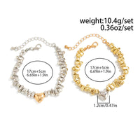 Thumbnail for Two Tone Heart Charm Irregular Beaded Bracelet Set Gold Silver - ArtGalleryZen