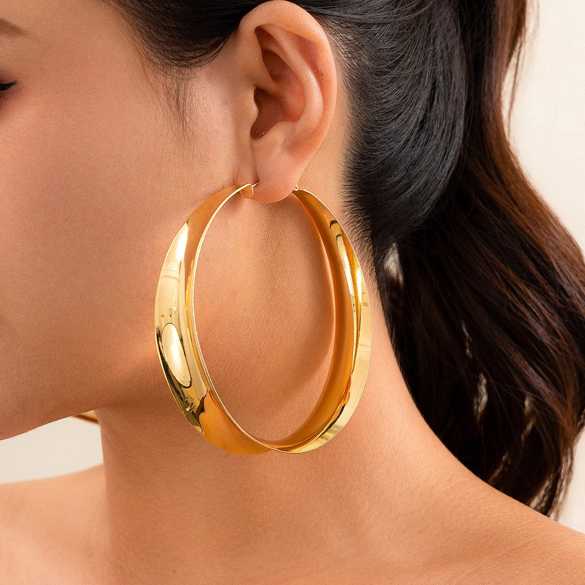 Unique Gold Silver Plated Fluted Glossy Circle Earrings - ArtGalleryZen