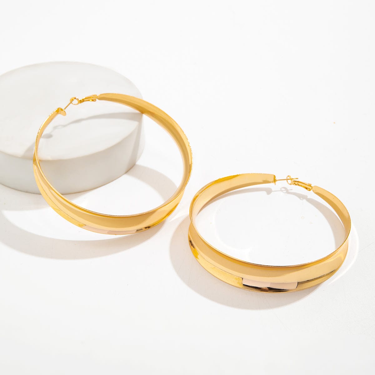 Unique Gold Silver Plated Fluted Glossy Circle Earrings - ArtGalleryZen