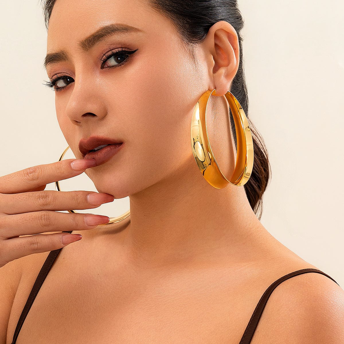 Chunky Gold Silver Plated Fluted Glossy Hoop Earrings - ArtGalleryZen