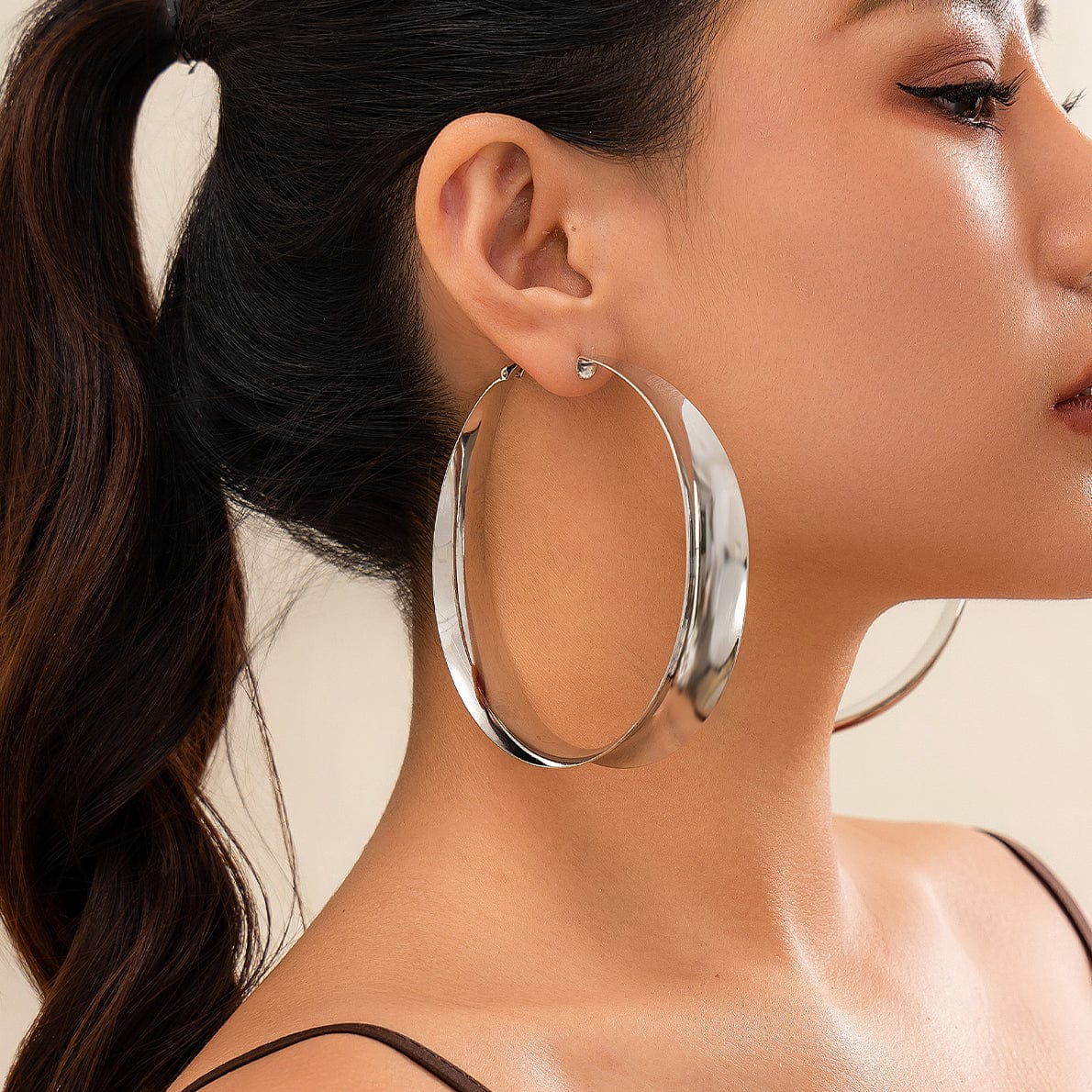 Chunky Gold Silver Plated Fluted Glossy Hoop Earrings - ArtGalleryZen