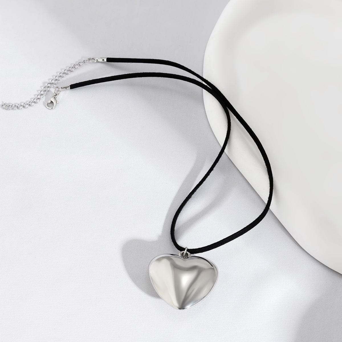Velvet Cord String Heart Pendant Necklace - ArtGalleryZen