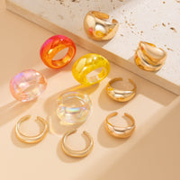 Thumbnail for Vintage 10pcs Chunky Gold Plated Laser Acrylic Ring Set