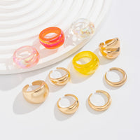 Thumbnail for Vintage 10pcs Chunky Gold Plated Laser Acrylic Ring Set