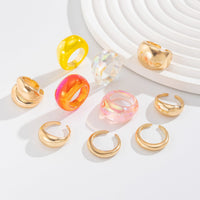 Thumbnail for Vintage 10pcs Chunky Gold Plated Laser Acrylic Ring Set