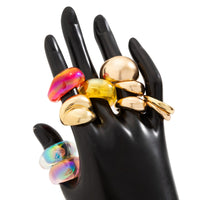 Thumbnail for Vintage 10pcs Chunky Gold Plated Laser Acrylic Ring Set