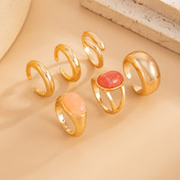 Thumbnail for Vintage 6pcs Crystal Inlaid Glossy Open Ring Set - ArtGalleryZen