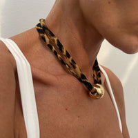 Thumbnail for Vintage Ball Charm Leopard Choker Necklace - ArtGalleryZen