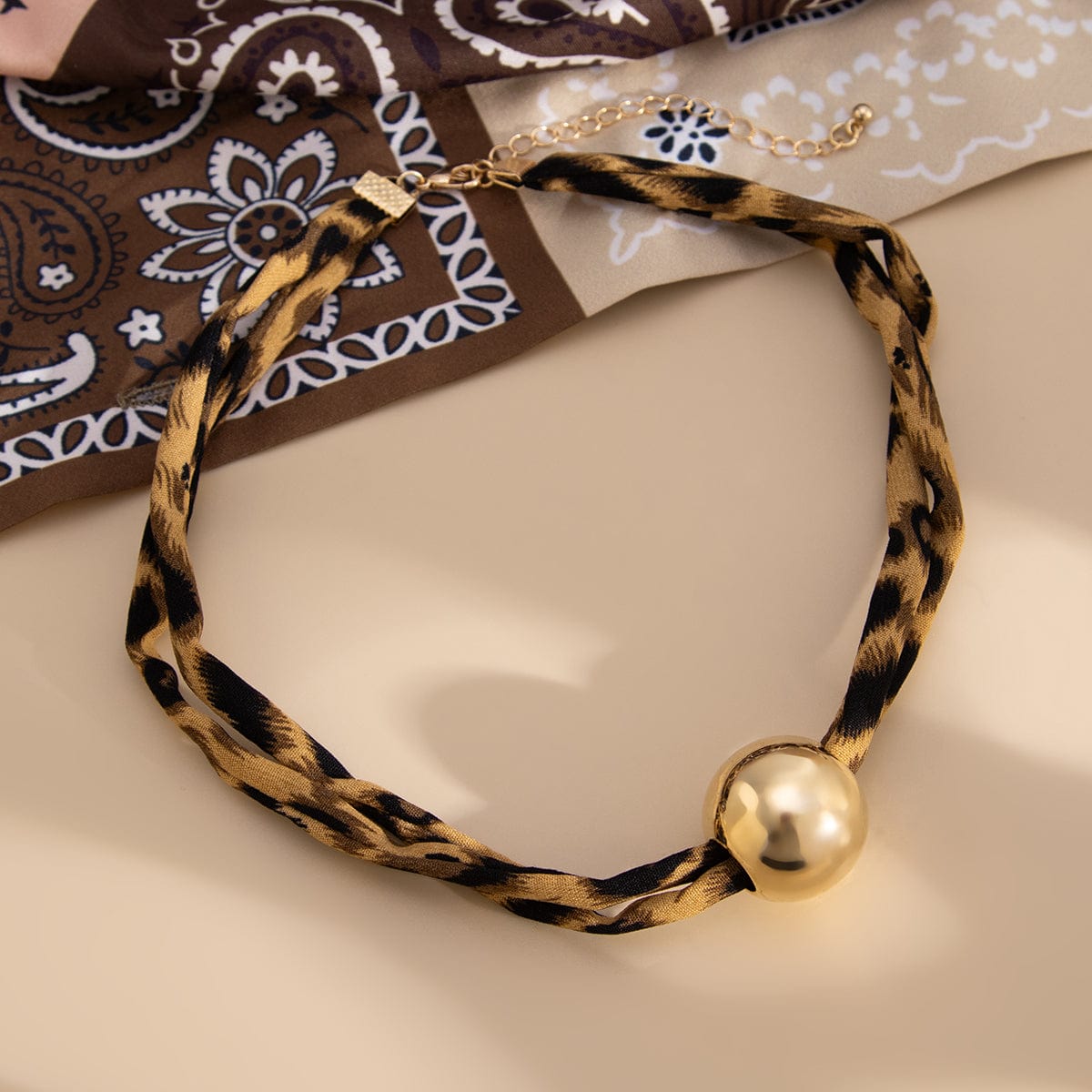 Vintage Ball Charm Leopard Choker Necklace - ArtGalleryZen