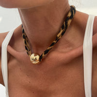 Thumbnail for Vintage Ball Charm Leopard Choker Necklace - ArtGalleryZen