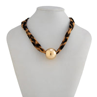 Thumbnail for Vintage Ball Charm Leopard Choker Necklace - ArtGalleryZen