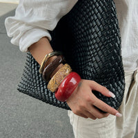 Thumbnail for Vintage Chunky Gold Foil Resin Bangle Bracelet Set - ArtGalleryZen