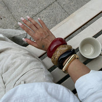 Thumbnail for Vintage Chunky Gold Foil Resin Bangle Bracelet Set - ArtGalleryZen