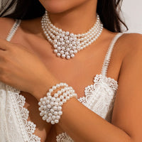 Thumbnail for Vintage Chunky Layered Pearl Beaded Necklace Bracelet - ArtGalleryZen