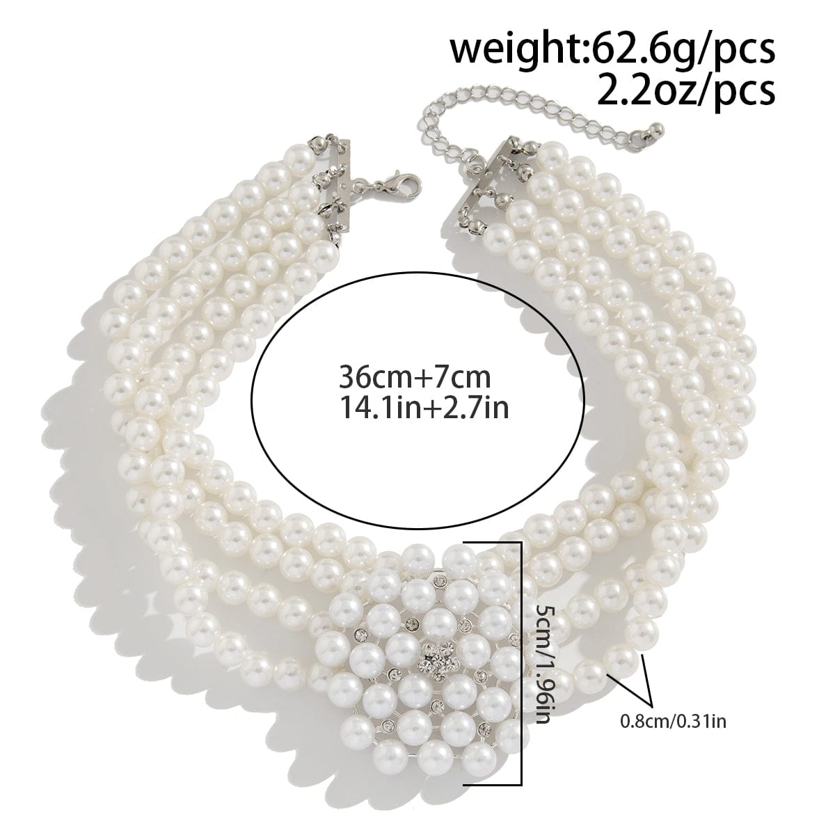 Vintage Chunky Layered Pearl Beaded Necklace Bracelet - ArtGalleryZen