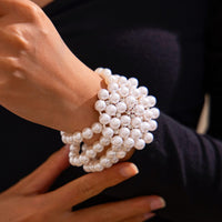 Thumbnail for Vintage Chunky Layered Pearl Beaded Necklace Bracelet