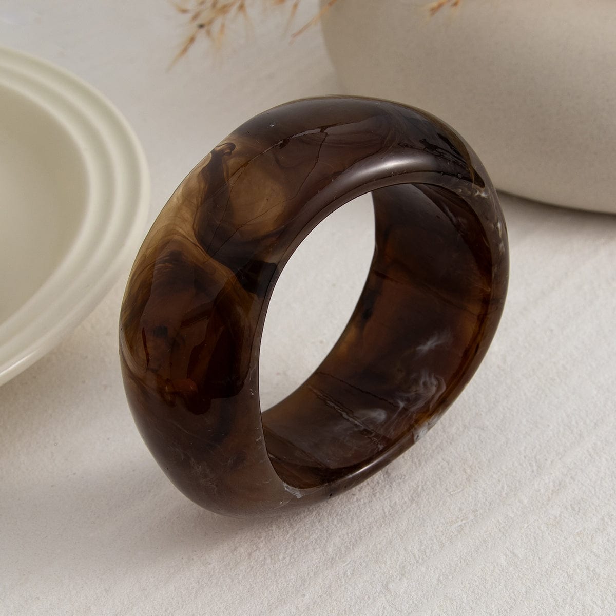 Vintage Chunky Wide Cuff Resin Wise Cuff Bangle Bracelet