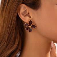 Thumbnail for Vintage Enamel Flower Stud Earrings