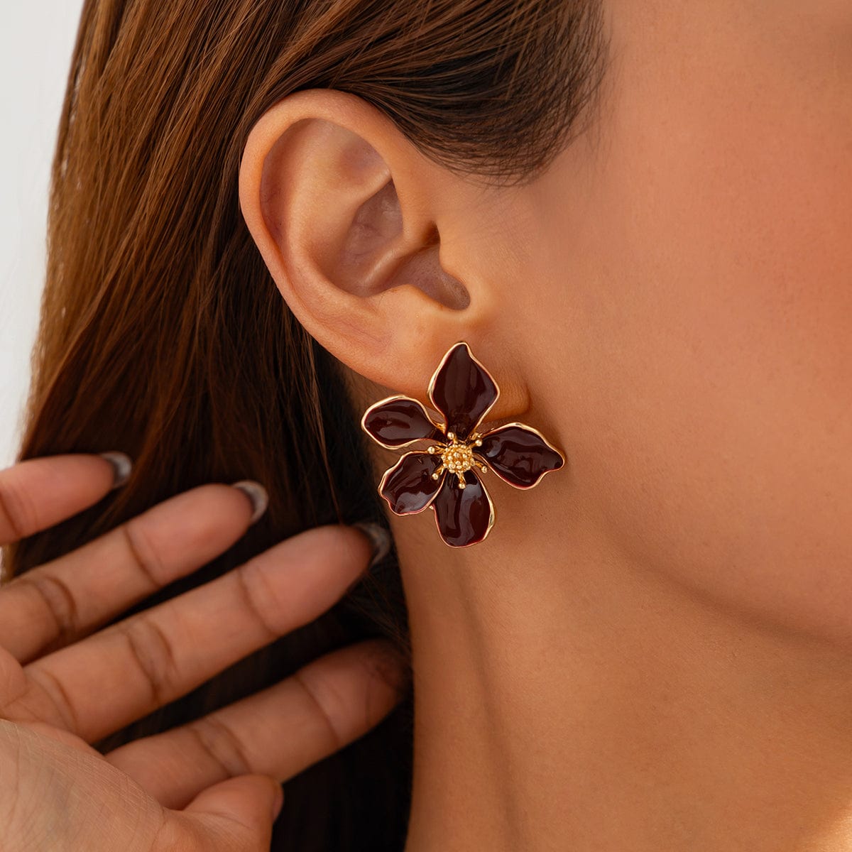 Vintage Enamel Flower Stud Earrings