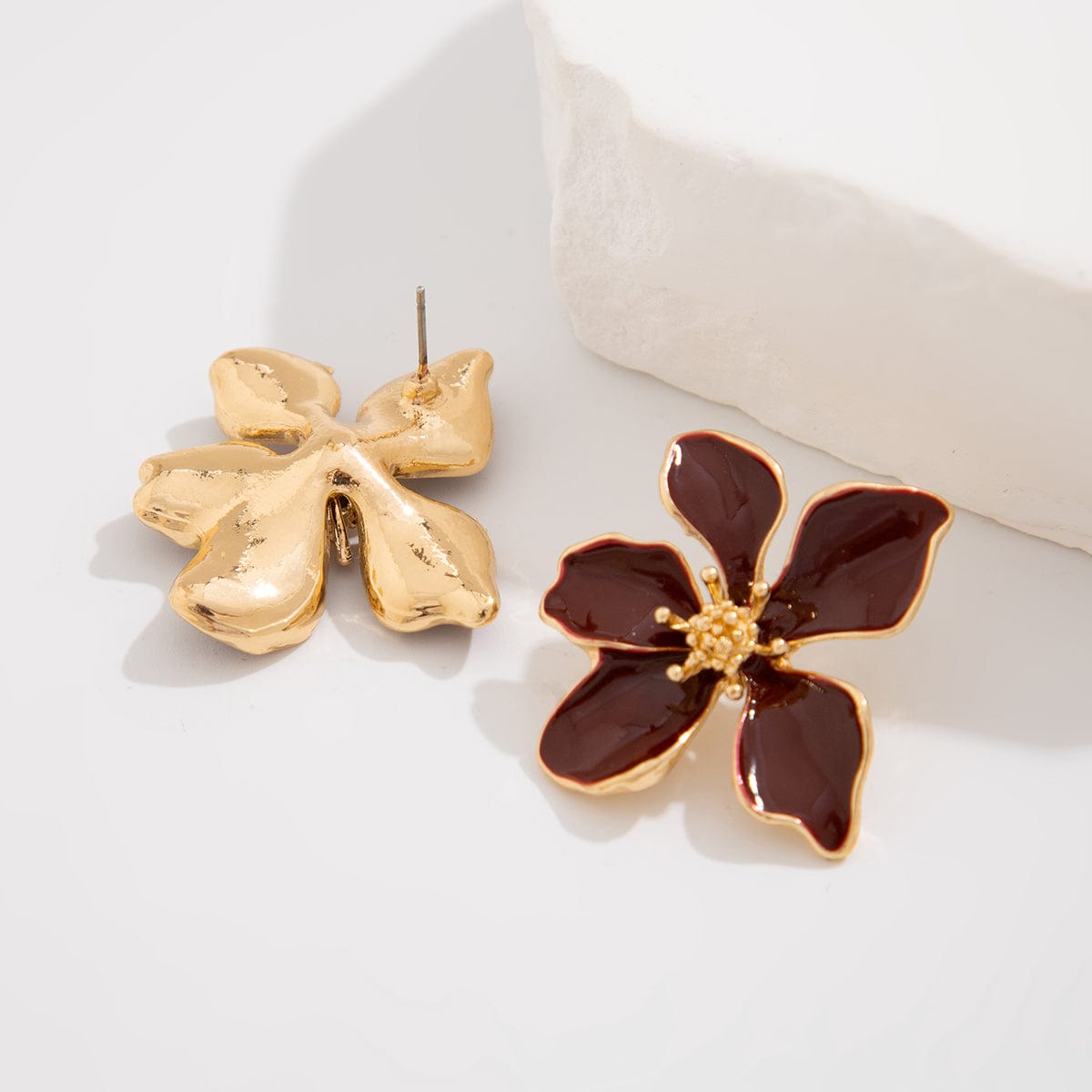 Vintage Enamel Flower Stud Earrings