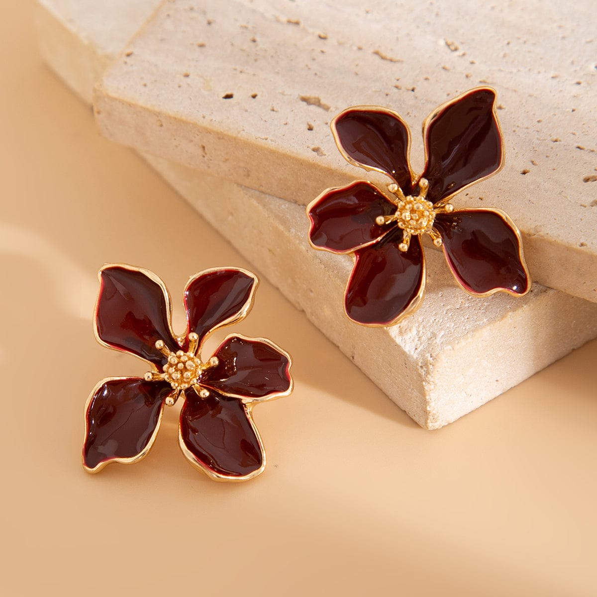 Vintage Enamel Flower Stud Earrings