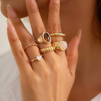 Thumbnail for Vintage Gold Plated Crystal Inlaid Twisted Ring Set