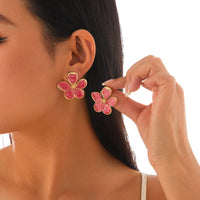 Thumbnail for Vintage Gold Plated Enamel Flower Stud Earrings