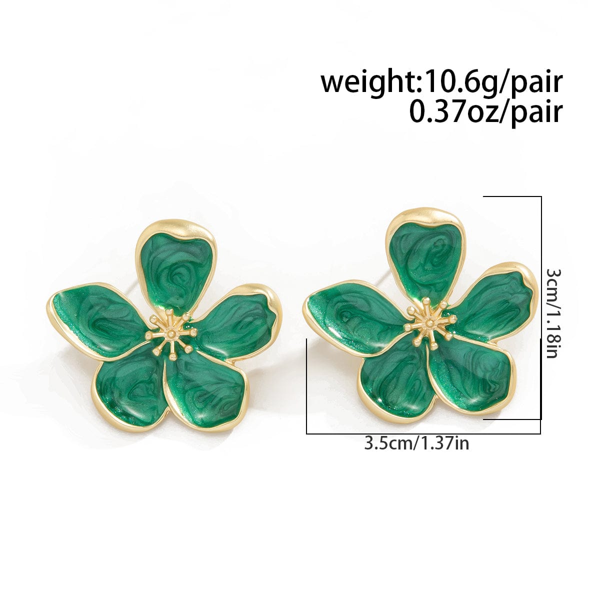 Vintage Gold Plated Enamel Flower Stud Earrings