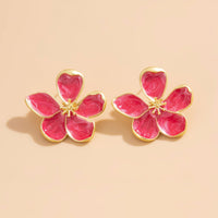 Thumbnail for Vintage Gold Plated Enamel Flower Stud Earrings