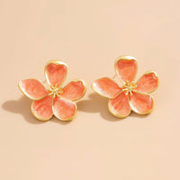 Thumbnail for Vintage Gold Plated Enamel Flower Stud Earrings