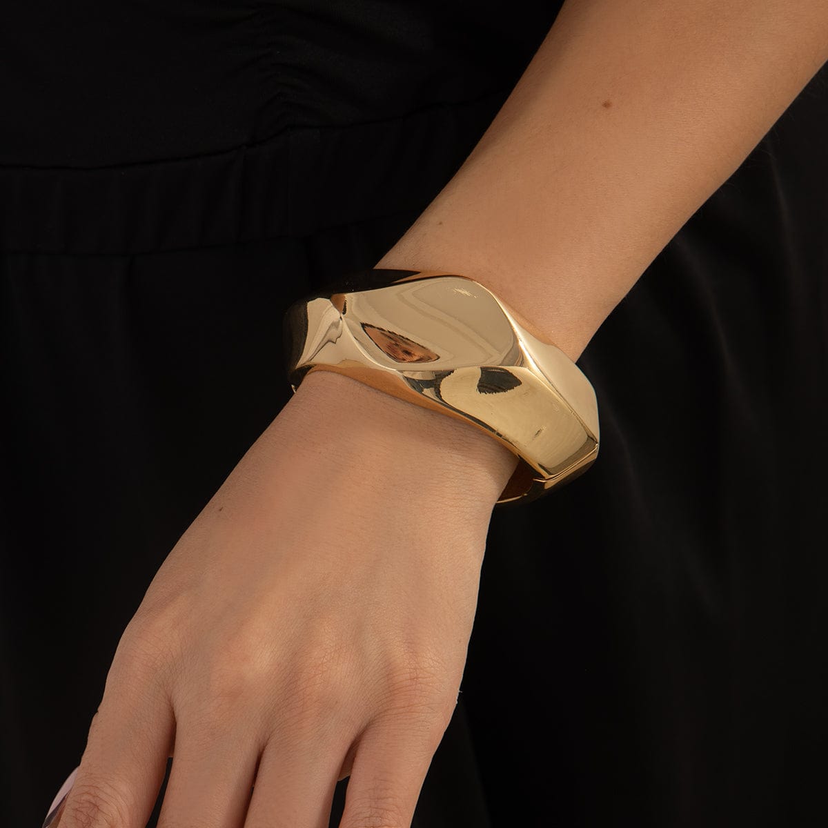 Vintage Gold Silver Plated Irregular Polygon Bangle Bracelet - ArtGalleryZen