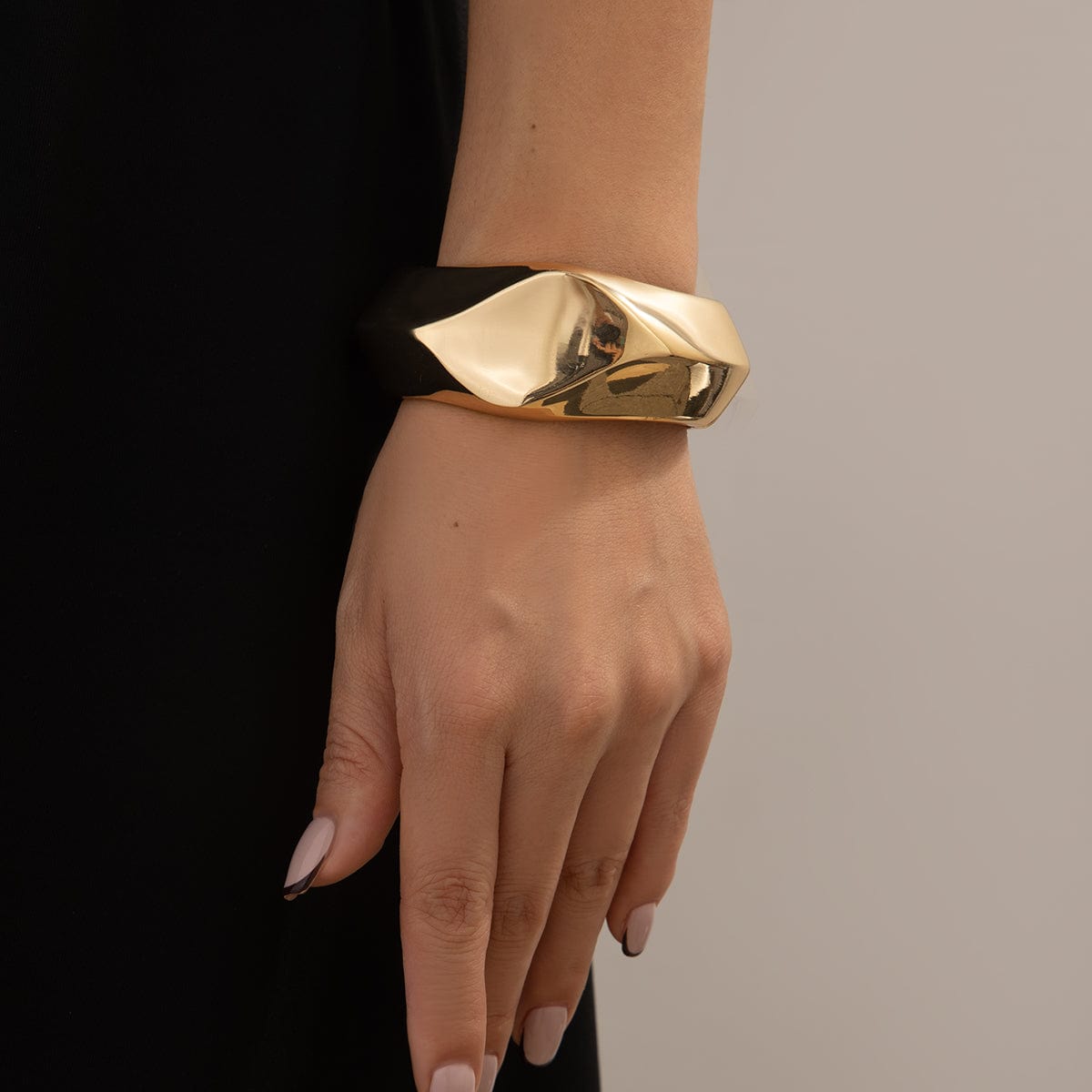 Vintage Gold Silver Plated Irregular Polygon Bangle Bracelet - ArtGalleryZen
