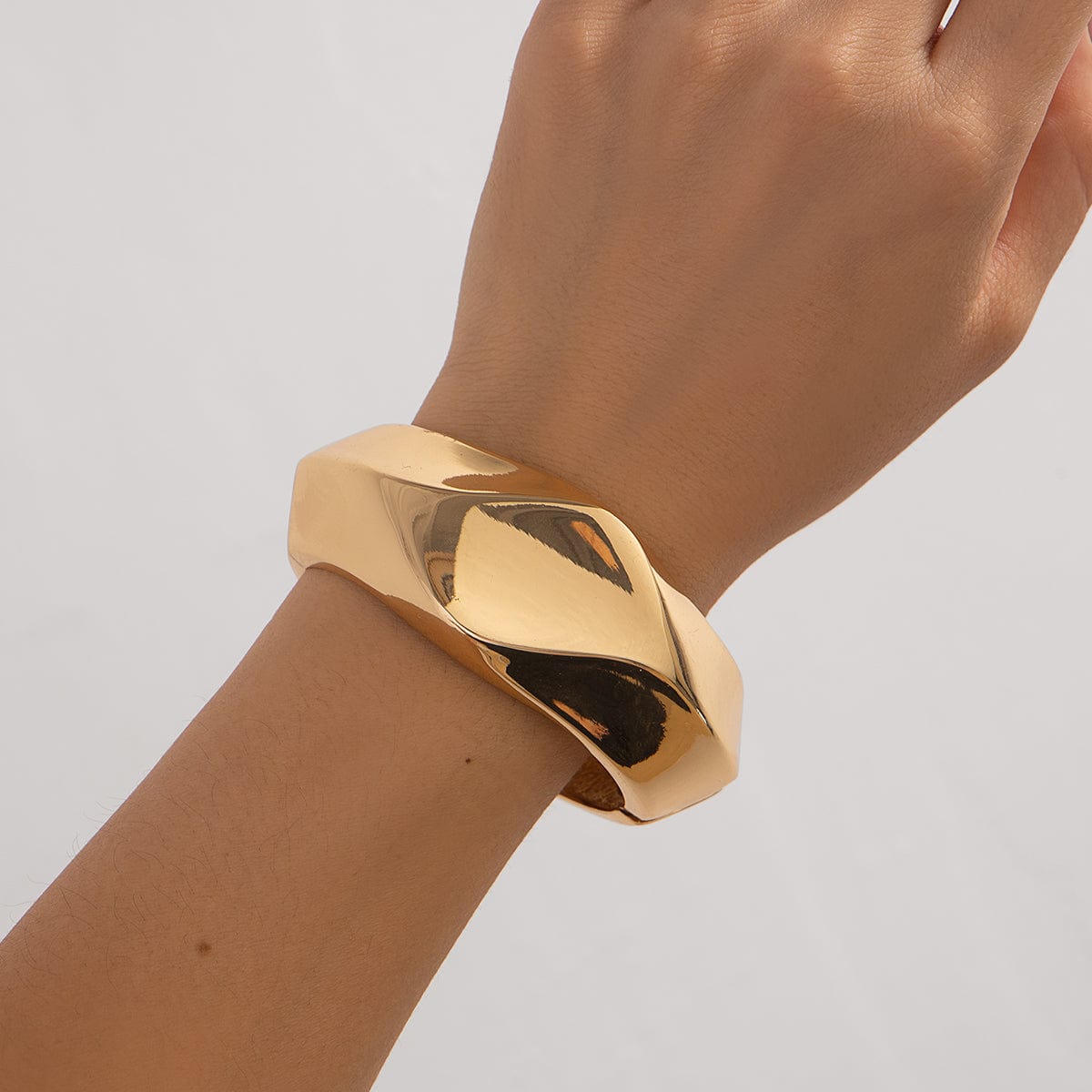 Vintage Gold Silver Plated Irregular Polygon Bangle Bracelet