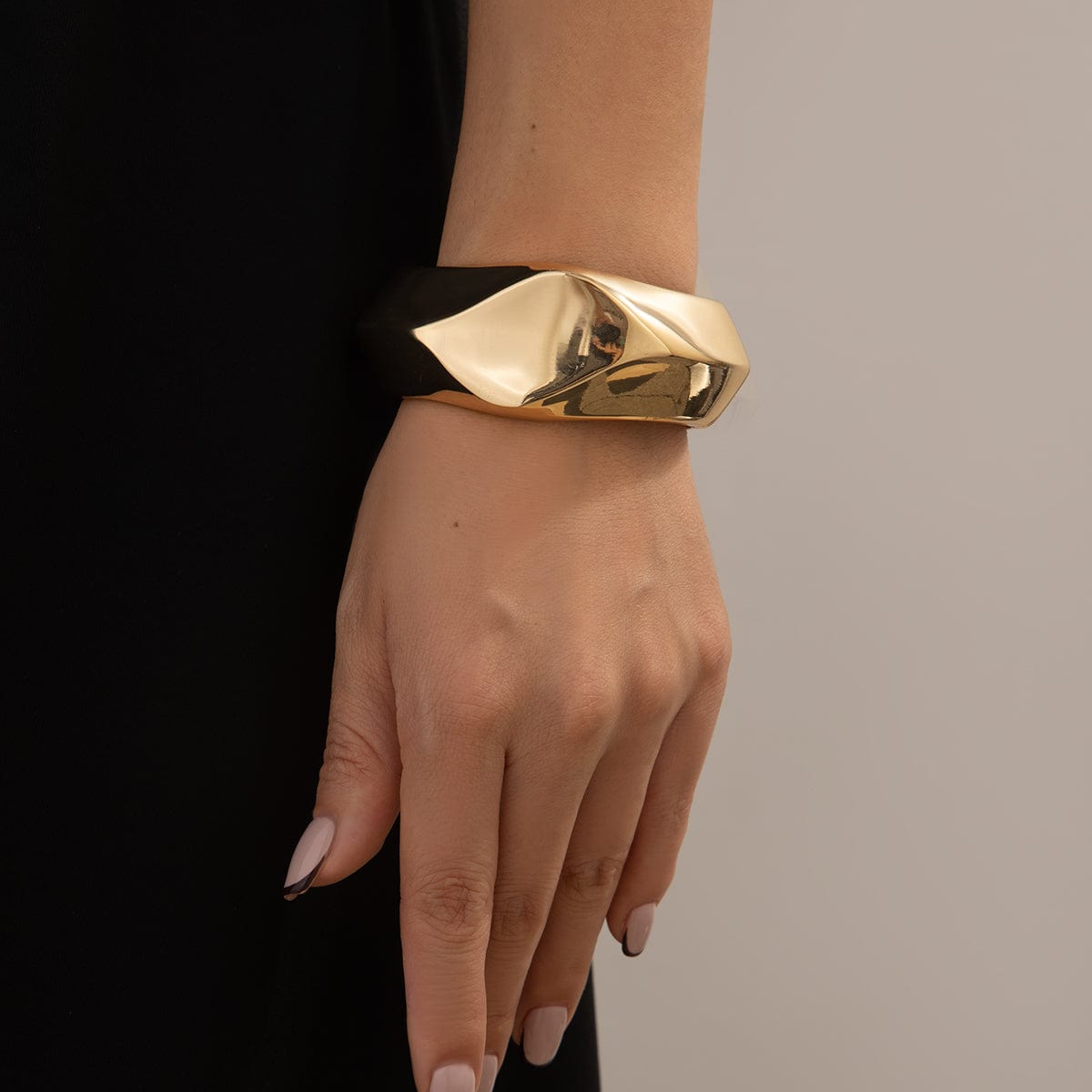 Vintage Gold Silver Plated Irregular Polygon Bangle Bracelet