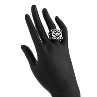 Thumbnail for Vintage Hollow Pattern Square Open Ring - ArtGalleryZen