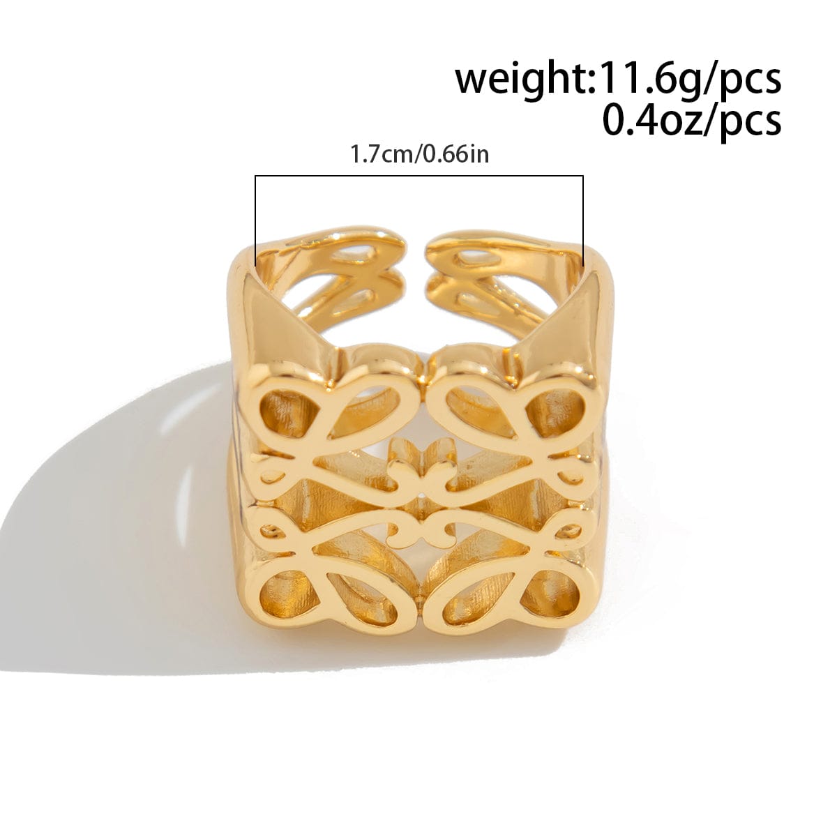 Vintage Hollow Pattern Square Open Ring - ArtGalleryZen