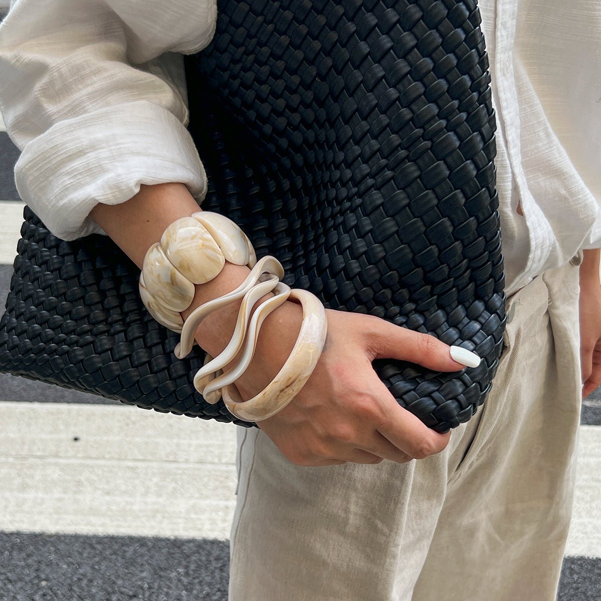 Vintage Irregular Wavy Bangle Bracelet Set - ArtGalleryZen