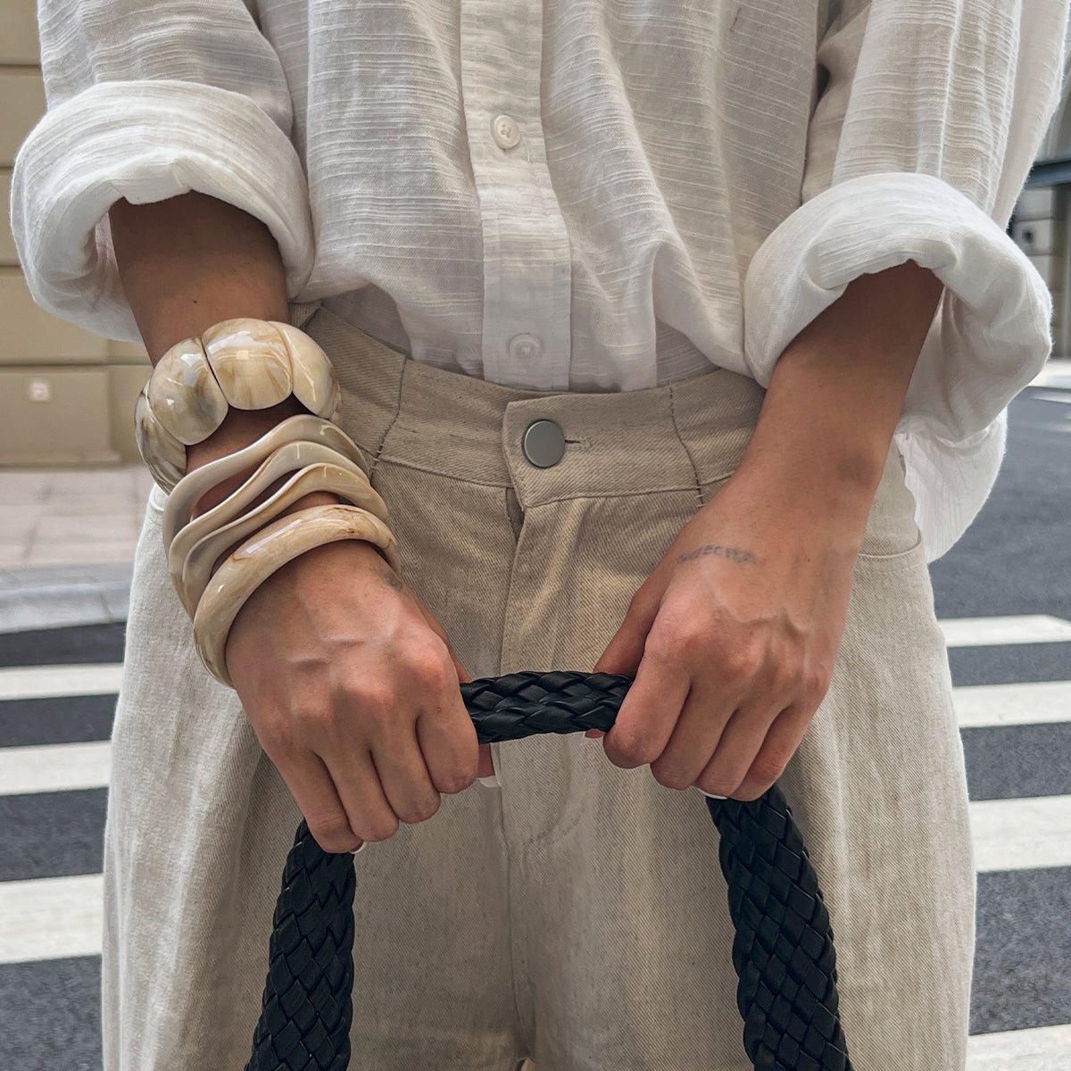 Vintage Irregular Wavy Bangle Bracelet Set - ArtGalleryZen